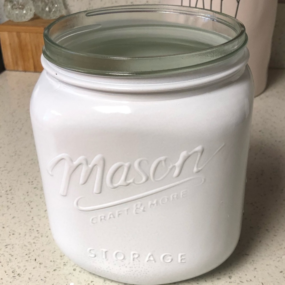 Extra Large White Mason Jar/ utensil holder